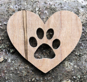 heart paw wooden cut out