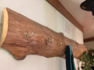 live edge wooden wall mounting with hooks