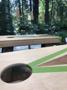 corn hole boards in production