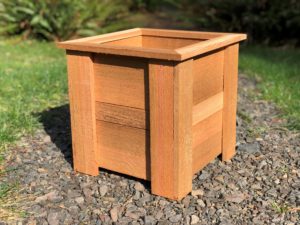 frameless small premium cedar garden planter side view